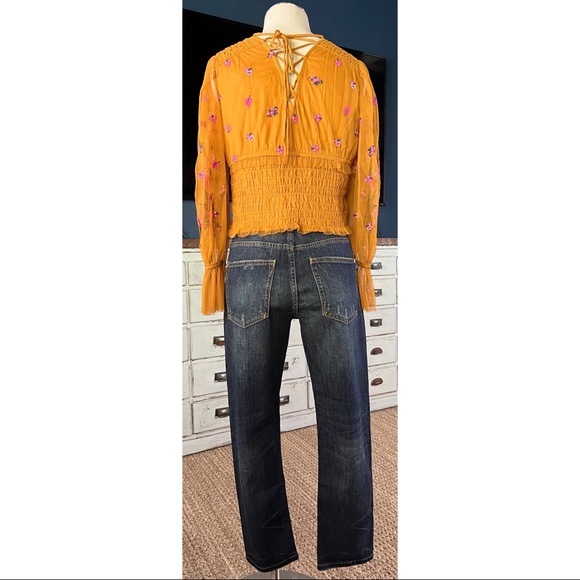 Anthropologie Smocked Tulle Blouse Top MP - Picture 9 of 16